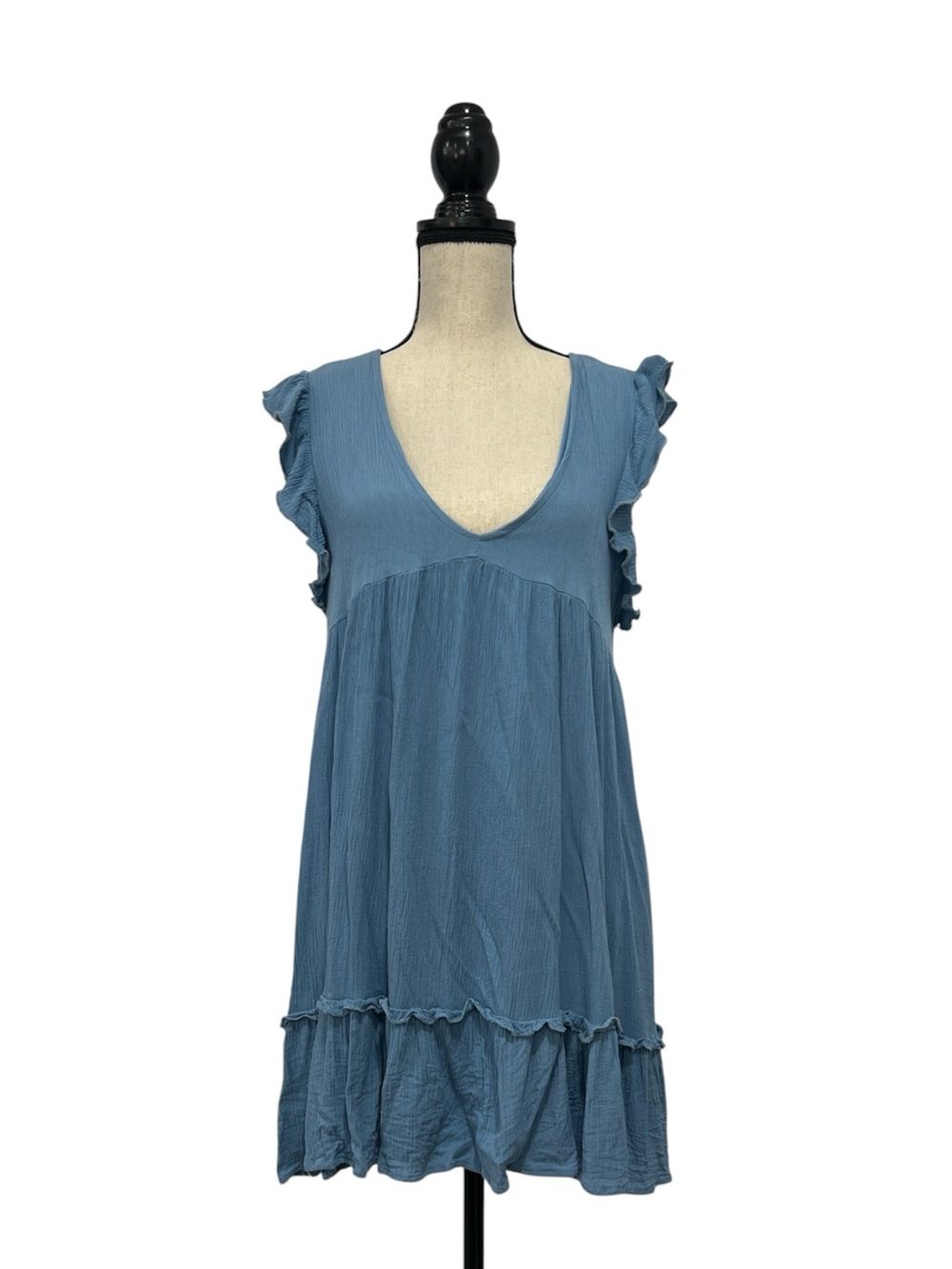 Women's Altar’d State Blue Ruffle V-Neck Summer Dress Size L
